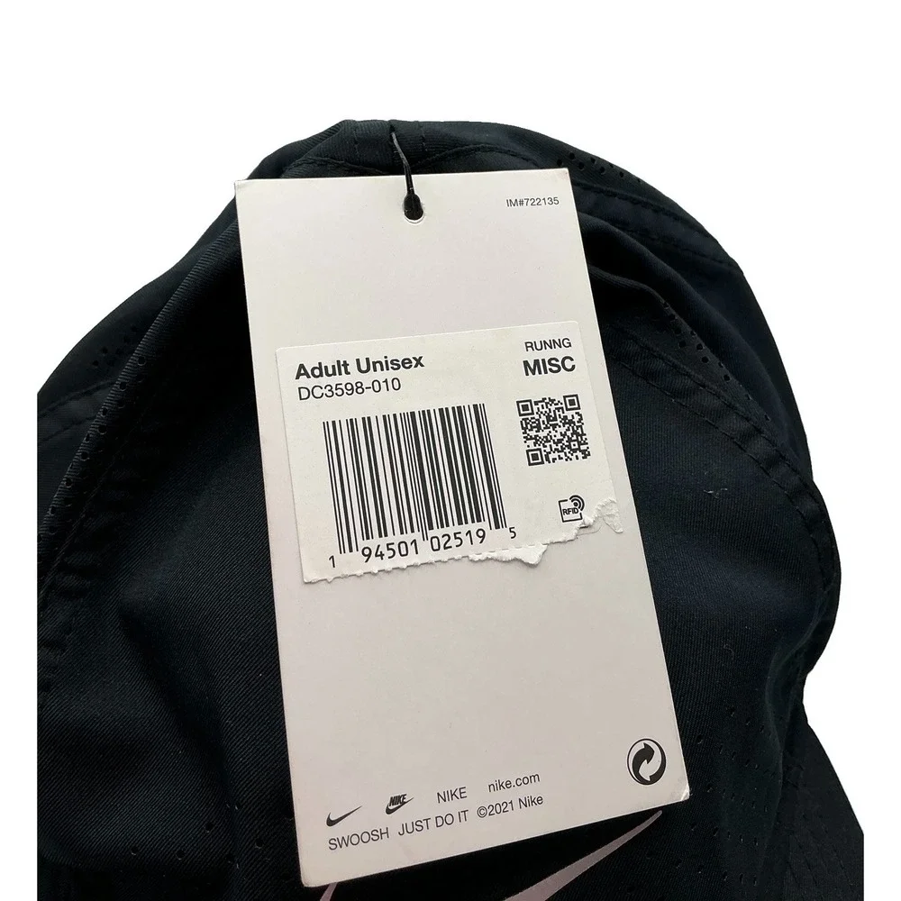 Nike Featherlight Hat Cap Tennis Running Black & White Adjustable Strap Back